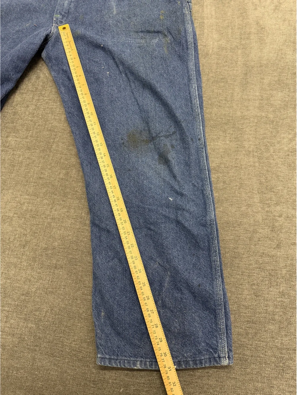 Vintage Blue Denim Overalls with Adjustable Straps 44x30